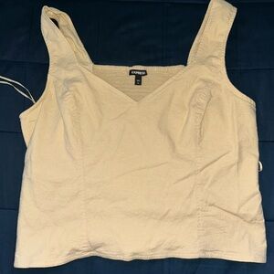 Express Smocked Back Linen Blend Bustier Crop Top XL